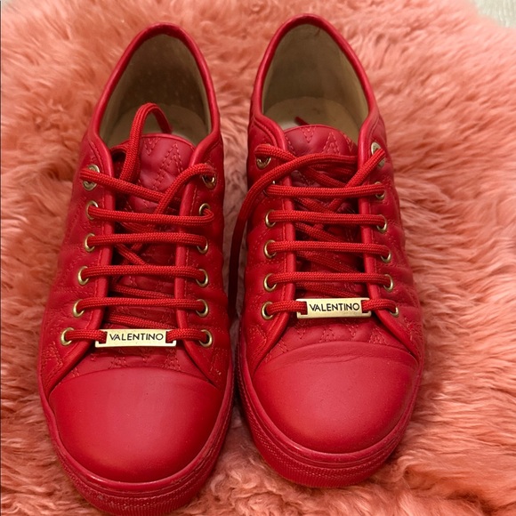 Valentino Shoes - Valentino Vibrant Red Lace-Up Shoes